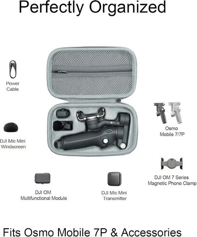Osmo Mobile 7P Case, Portable Storage OM 7P Carrying Case Shoulder Bag for DJI OM 7 /7P Smartphone Gimbal Stabilizer Accessories Gray in Saudi Arabia