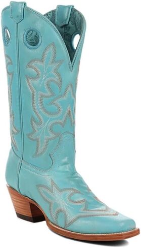 CORRAL LADIE'S BLUE EMBROIDERY & CUT OUT SQ. TOE, LEATHER SOLE, COWHIDE LEATHER, WESTERN BOOT, A4472 in Saudi Arabia