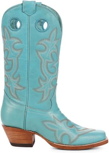 CORRAL LADIE'S BLUE EMBROIDERY & CUT OUT SQ. TOE, LEATHER SOLE, COWHIDE LEATHER, WESTERN BOOT, A4472 in Saudi Arabia