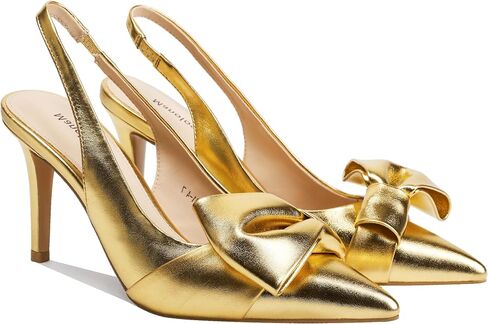 Women's Slingback Heels with Bow Pointed Toe Pumps with Elasticated Strap 3.3" High Heels for Evening Dress Shoes in Saudi Arabia