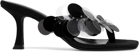 Black Flip Flop Heels Sandals for Women with Plastic Disc Straps Comfortable Slip on Open Toe Kitten Heel Thong Sandal Casual Summer Dressy Shoes. in Kuwait