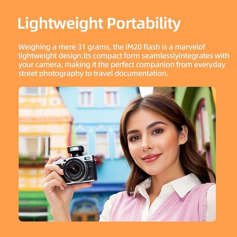 Godox Flash IM20 Mini Camera Flash-GN10/470 MAH/TYPE-C Charge/440 وميض كامل القوة/3s أوقات إعادة التدوير/5 مستويات الطاقة/يدوي ، فلاش الكاميرا لـ Sony ZVE10/Sony ZV1/Sony A7III/FUJIFILM F1 إلخ. in Saudi Arabia