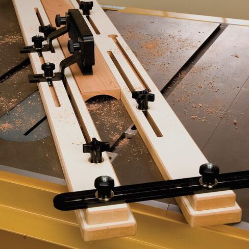 Rockler Cove Cutting Table Jig-Table Cutting Jig Stock حتى 7 "عرض و 1-1/2" سميكة-مقابض قبضة كبيرة وسهلة تجعلها من أجل إعدادات سريعة وخالية من الأدوات-تشمل مجموعة Featherboard Stock للأمان in Saudi Arabia