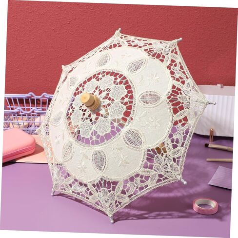 Partykindom Cotton Mymbrella Prop Prop Wedding Bride Parasols Decoration Vintage Lace Parasols Parasols in Kuwait