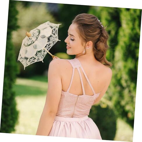 Partykindom Cotton Mymbrella Prop Prop Wedding Bride Parasols Decoration Vintage Lace Parasols Parasols in Kuwait