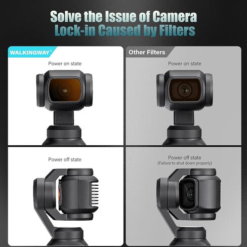 Walking Way CPL & ND Filters مجموعة متوافقة مع DJI Osmo Pocket 3 Creator Combo Accessories Kit Magnetic 4 Pack Cpl ND16 ND64 ND256 Camera Censy Censity Censity Filters HD HD Pantical Aluminium Frame in Kuwait