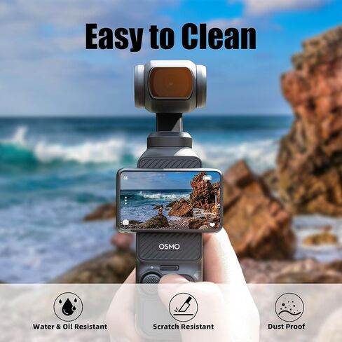 Walking Way CPL & ND Filters مجموعة متوافقة مع DJI Osmo Pocket 3 Creator Combo Accessories Kit Magnetic 4 Pack Cpl ND16 ND64 ND256 Camera Censy Censity Censity Filters HD HD Pantical Aluminium Frame in Kuwait