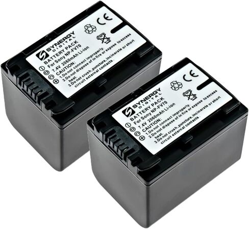 Synergy Digital Camcorder Batteries, Compatible with Vivitar VIV-SB-FV70 Camcorder Batteries (li-ion, 7.4V, 2060 mAh), Set of 2 in Saudi Arabia