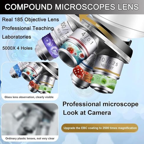 Binocular Compound Microscope 40x-2000/5000x,Research Grade Pro Microscope W/Dual Led Illumination&Coaxial Coarse/Fine Focus Knobs（Electronic Eyepiece+Phone Holder+Storage Bag）,5000x in Saudi Arabia