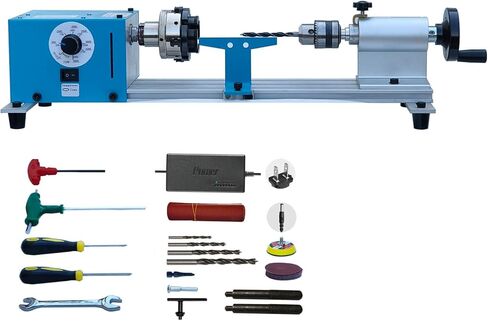 Mini Lathe Wood Lathe Machine Multi-Purpose Type Extended Processing Diameter 2.5 Inche, Processing Length 7.5 Inche Support for Drilling in Saudi Arabia