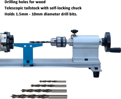 Mini Lathe Wood Lathe Machine Multi-Purpose Type Extended Processing Diameter 2.5 Inche, Processing Length 7.5 Inche Support for Drilling in Saudi Arabia