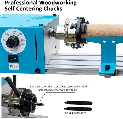 Mini Lathe Wood Lathe Machine Multi-Purpose Type Extended Processing Diameter 2.5 Inche, Processing Length 7.5 Inche Support for Drilling in Saudi Arabia