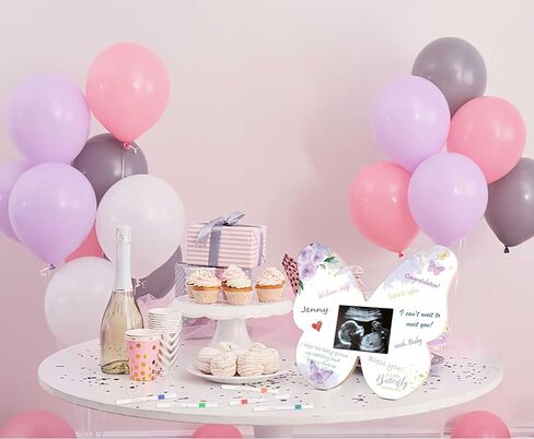 Baby Shower Guest Book Frame, Ultrasound Picture Frames, Butterfly Frame with 12 Watercolor Markers, Butterfly Baby Shower Decoration, Babys Gender Reveal Ideas, Unknown Gender Babys Gifts for Parents-4 in Saudi Arabia