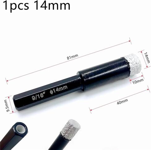 Diamond Drill Bit 6/8/10/12/14mm Power Tool Diamond Tile Hole for Glass Marble Granite Brick Tile Ceramic Porcelain Concrete 1Pcs(14mm) in Saudi Arabia