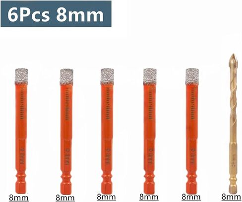 Diamond Tangerine Drill Bit Hexagonal Shank Brazed Dry Ceramic Tile Drill Bit Marble Granite Vitrified Diamond Drill BitTools 4/6Pcs(4Pcs 12mm) in Saudi Arabia