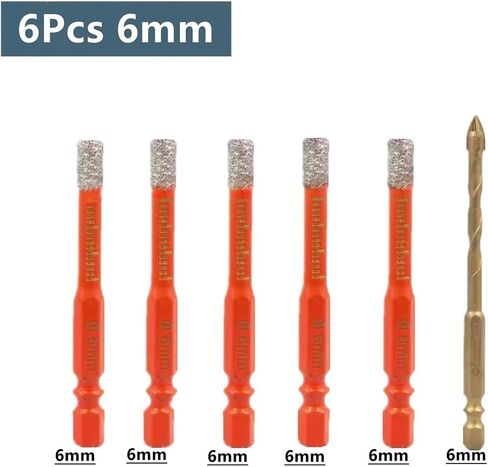 Diamond Tangerine Drill Bit Hexagonal Shank Brazed Dry Ceramic Tile Drill Bit Marble Granite Vitrified Diamond Drill BitTools 4/6Pcs(4Pcs 12mm) in Saudi Arabia