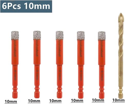 Diamond Tangerine Drill Bit Hexagonal Shank Brazed Dry Ceramic Tile Drill Bit Marble Granite Vitrified Diamond Drill BitTools 4/6Pcs(4Pcs 12mm) in Saudi Arabia