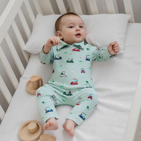 Newborn Baby Boy Golf Clothes Long Sleeve Lapel Collar One Piece Jumpsuit Bodysuit Romper Infant Fall Outfits in Saudi Arabia