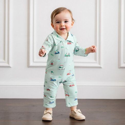 Newborn Baby Boy Golf Clothes Long Sleeve Lapel Collar One Piece Jumpsuit Bodysuit Romper Infant Fall Outfits in Saudi Arabia