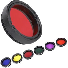 6 Pcs 1.25inch Colorful Telescope Filter Kit, Enhance Contrast for Jupiter, Saturn & Moon with Storage Box, Reduce Glare, Threaded Filters for Telescopes Eyepieces