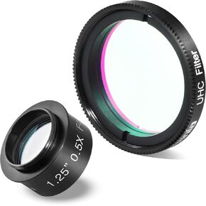 Astromania 1.25" 0.5X Reducer Corrector - Bundle with - 1.25" UHC (Ultra High Contrast) Filter