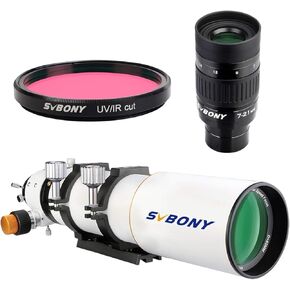 SVBONY SV503 Telescope Tube, 80mm F7 Telescope OTA Bundle with SV135 Zoom Eyepiece and UV IR Cut Block Filter