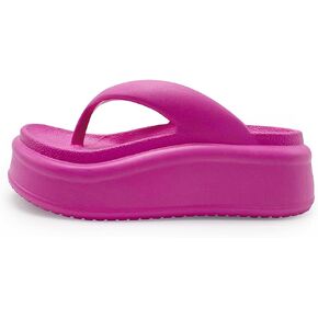 Harssidanzar Womens EVA Platform Flip Flops, Thick Sole Trendy Thong Sandals for Beach & Daily Wear HL220US