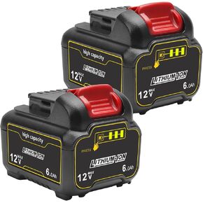 2-Pack 6.0Ah Compatible with Dewalt 12V Battery Replace for DCB120 DCB126 DCB127 Apply to Dewalt Cordless Tools