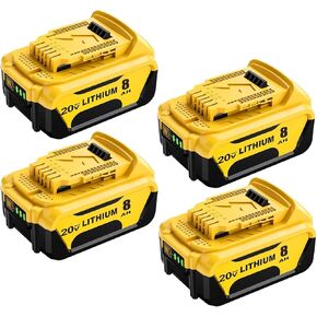 4Packs 8.0Ah Lithium Rplacement Battery for Dewalt Compatible with Dewalt 20V Max Battery and 20 Volt Cordless Power Tools