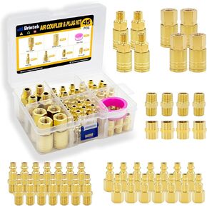 45PCS Air Coupler & Plug Kit 1/4"NPT Quick Connect Air Tool Fittings Compressor Accessories Set