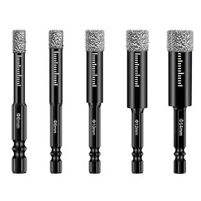 Dry Core Drill Bit Brazed Diamond All Ceramic Tile Opener Glass Marble Tile Opening Punch 1-5Pcs(8mm 5PCS)