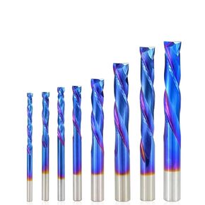 Up Down Cutter Blue Coated 3.175/4/5/6/8/10mm Shank Carbide Spiral Woodworking Tools 1Pcs(3.175x25x55)