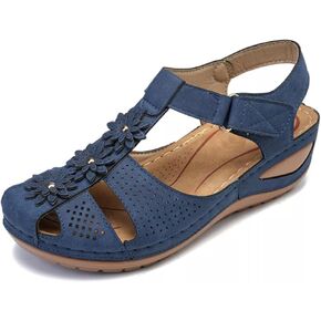 GERRIT Womens Sandals Summer Non Slip Thick Sole Comfortable Wedge Shoes Light Soft-Soled Round Head Beach Sandals (Color : Orange, Size : 8.5wide)