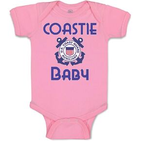 Cute Rascals Baby Bodysuit United States Coast Guard Auxiliary Coastie Baby with Flag Boy & Girl Baby Clothes Funny Cotton Soft Pink Design Only 6 Months
