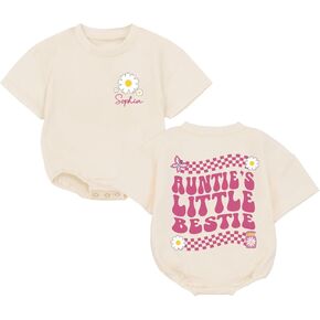 Personalized Auntie'S Lil Bestie Babies Girls Romper, Auntie Baby Clothes Girl, Aunties Bestie Baby Clothes Girl