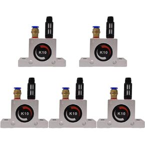 (5-Pcs) K10 K 1/4'' Industrial Air Vibrator, Pneumatic Vibrator Ball Type Air Turbine Vibrator with Muffler, power tool replacement parts