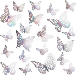 72Pcs Butterfly Decorations, Purple 3D Butterfly Wall Decor Stickers, 4 Styles 3 Sizes Removable Butterflies Stickers Room Home Decor for Crafts Cake Birthday Halloween Tea Party Decorations