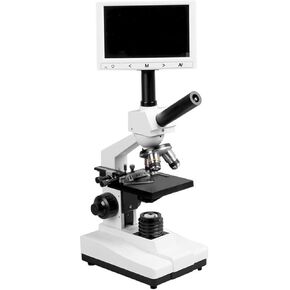 5000X Digital Biological Microscope with 50X Eyepiece, 4X-100X Objective Lenses, Built-in Screen for Mite Detection & School Laboratory Use