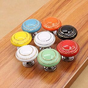 orange/blue/yellow/green/red/black/whie gold/white silver ceramic kitchen cabinet drawer knob 38mm children room pull knobs - (Color: white gold)
