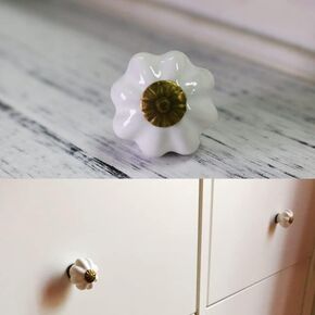 Small Cute Children Room Pumpkin Shape Door Cabinets Knob Handles Ceramic Furniture Dresser Pulls Cupboard Drawer Knob Dia 25mm - Cabinet Pulls - - (Size: 10pcs)