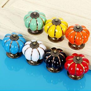 Lovely Children's Furniture Handle Pumpkin Ceramic Door Knob Cabinet for Drawer Cupboard Kitchen Pull Hardware Porcelain Handles - (Color: Black)