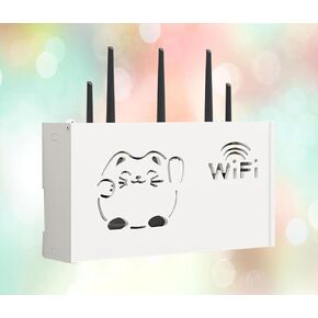 WiFi Storage Box White Router Bracket Floating Shelves WiFi Router Hider Box Cable Router Storage Box,B-38x20x8.5cm
