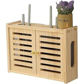 Router Storage Box,Wireless Wall Mount Floating Shelf WiFi Storage Box Decorative Storage Rack Cable Organizer Box Box/38 * 12 * 28Cm