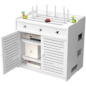 Router Storage Box,WiFi Router Storage Box Wall Mount Floating Shelf Cable Organizer Box Decorative Storage Rack for Router Organizer Box/B/40 * 26 * 37Cm