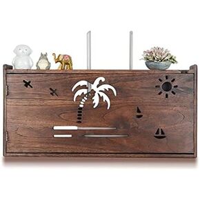 Router Storage Box,Wall Mount Floating Shelf WiFi Router Storage Box Set-Top Box Shelf Decorative Storage Rack for Bedroom, Living Room Box/52 * 9 * 25Cm
