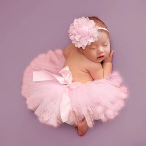 Newborn Tutu Photography Props - Pink Princess Tutu Skirt & Headband - Newborn Girls Photography Outfits in Kuwait