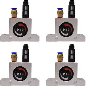 (4-Pcs) K10 K 1/4'' Industrial Air Vibrator, Pneumatic Vibrator Ball Type Air Turbine Vibrator with Muffler, power tool replacement parts