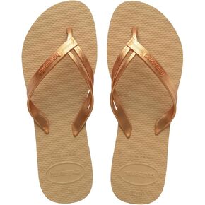 Havaianas Women's Elegance Flip Flops Sandals - Golden, 9/10