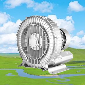 Regenerative Blower, Ring Blower for Sewage Aeration, 220V Single Phase, Low Noise, Industrial Vacuum Pump for Air Blowing or Suction,550W/0.75HP