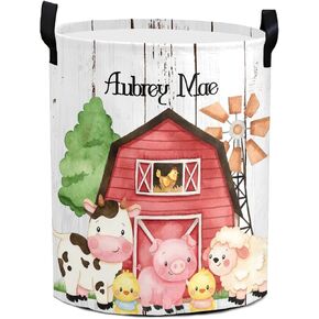 Cute Farm Animals Storage Bin, Waterproof Oxford Fabric Clothes Basket Organizer for Laundry Hamper,Toy Bins,Gift Baskets, Bedroom, Clothes,Baby Nursery